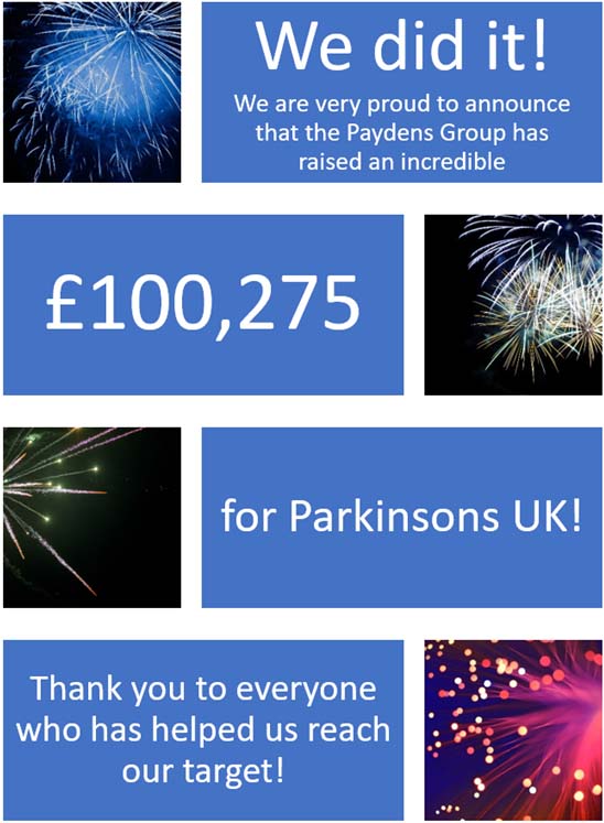 Paydens donation to Parkinsons UK